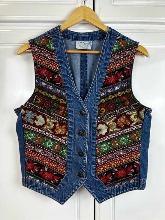 Pierre Cardin Jackets & Blazers - Pierre Cardin Denim Vest with Multi-Color Embroidered Panels
